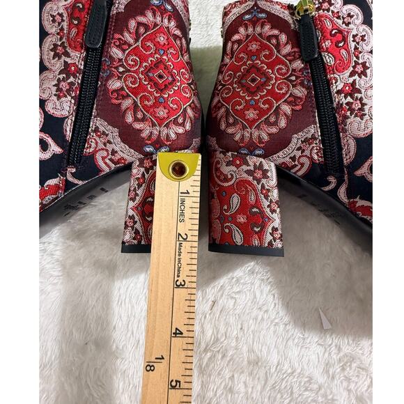Kate Spade NY Holly Boot Russet Multi Brocade Size 7.5M New in Box Red/Blk - Picture 4 of 11